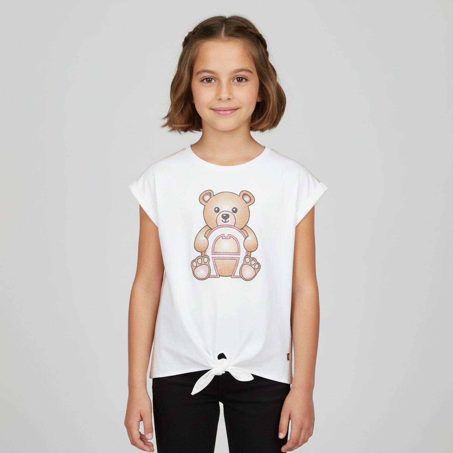 Girls White Logo T-Shirt, 1, hi-res