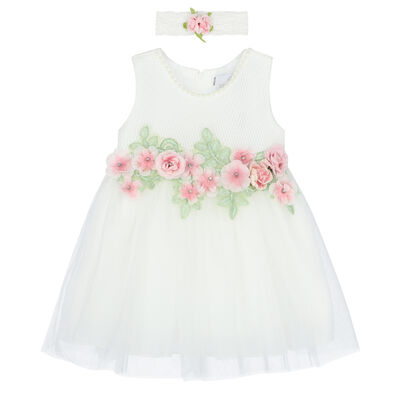 Baby Girls White Tulle Dress Set