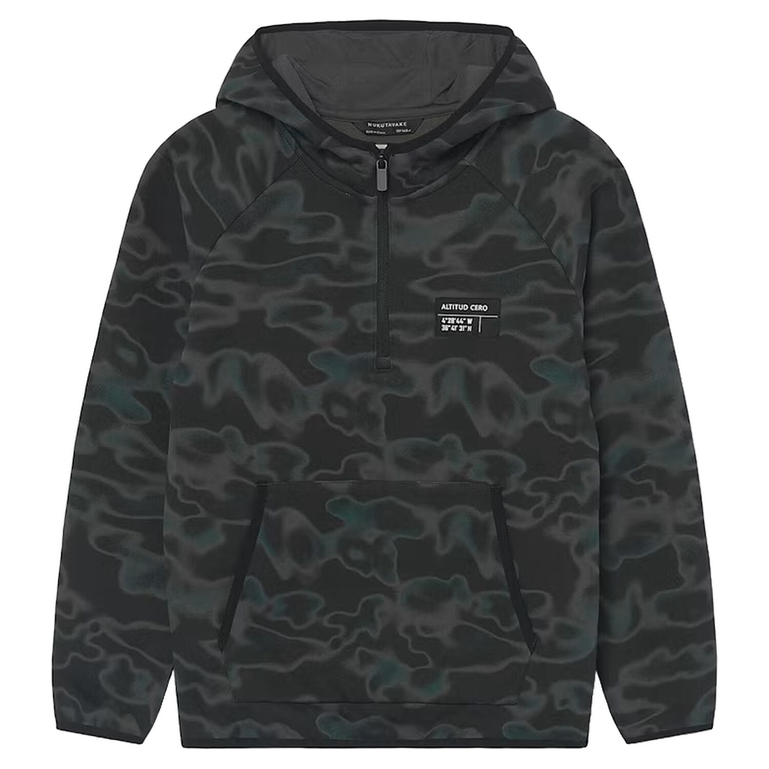 Boys Black Camouflage Hooded Zip Up Top, 1, hi-res