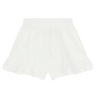 Girls White Teddy Bear Shorts, 1, hi-res