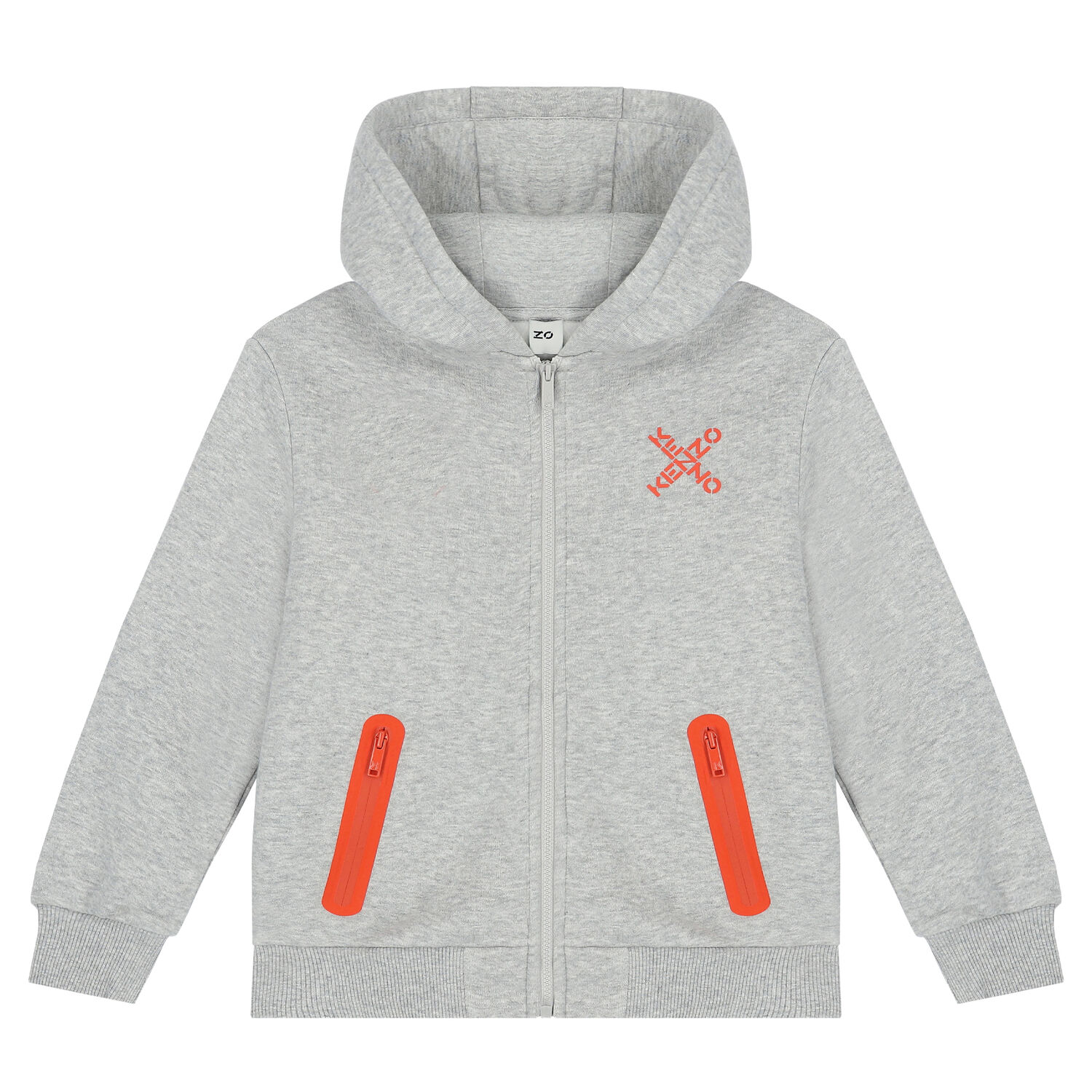Boys Grey & Orange Logo Zip Up Top, 1, hi-res