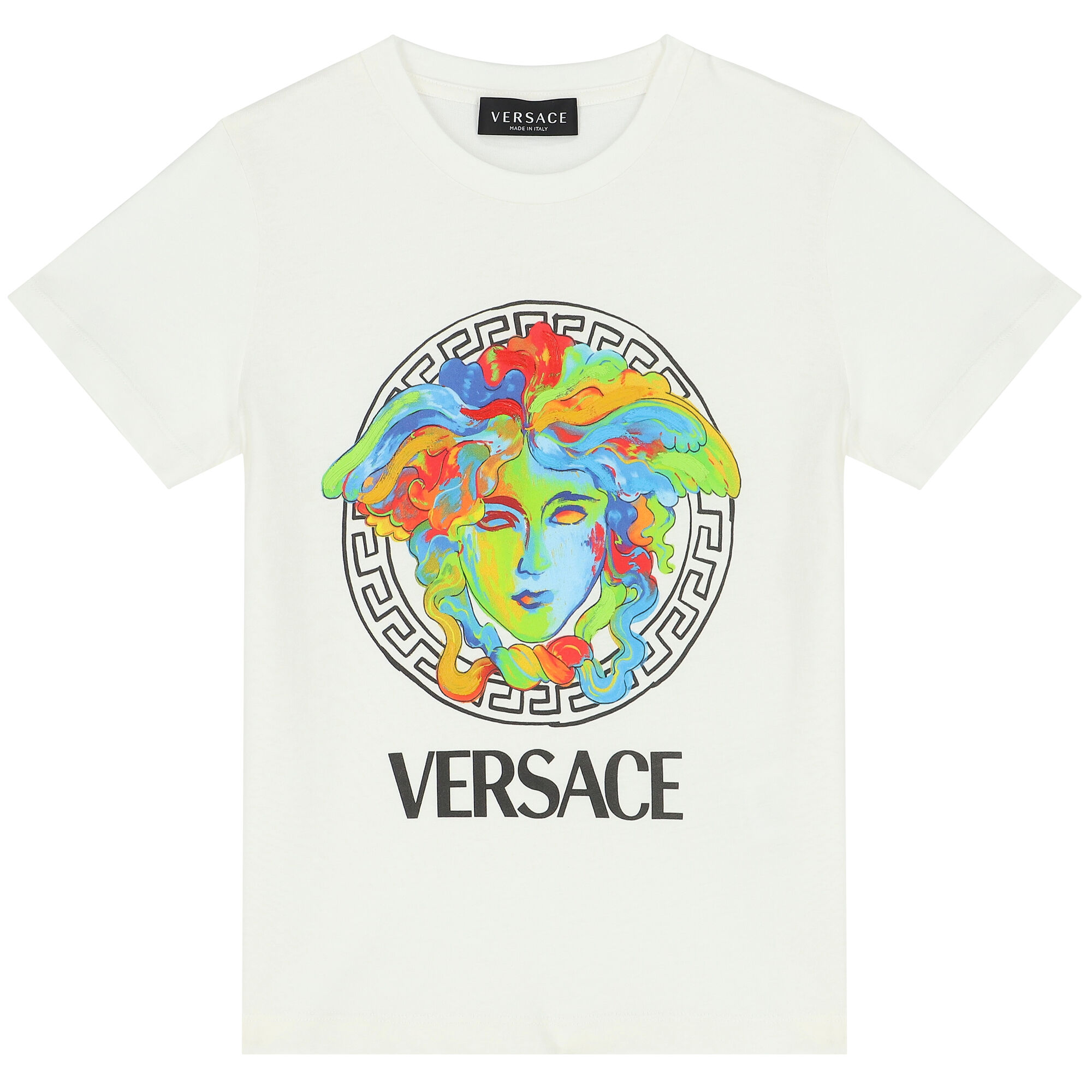 Versace Boys Ivory Logo T Shirt Junior Couture UAE