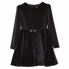 Girls Black Embellished Dress, 1, hi-res