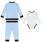 Baby Boys White & Blue 3 Piece Tracksuit, 1, hi-res