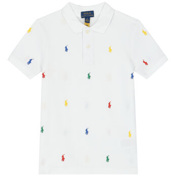 Boys White Logo Polo Shirt