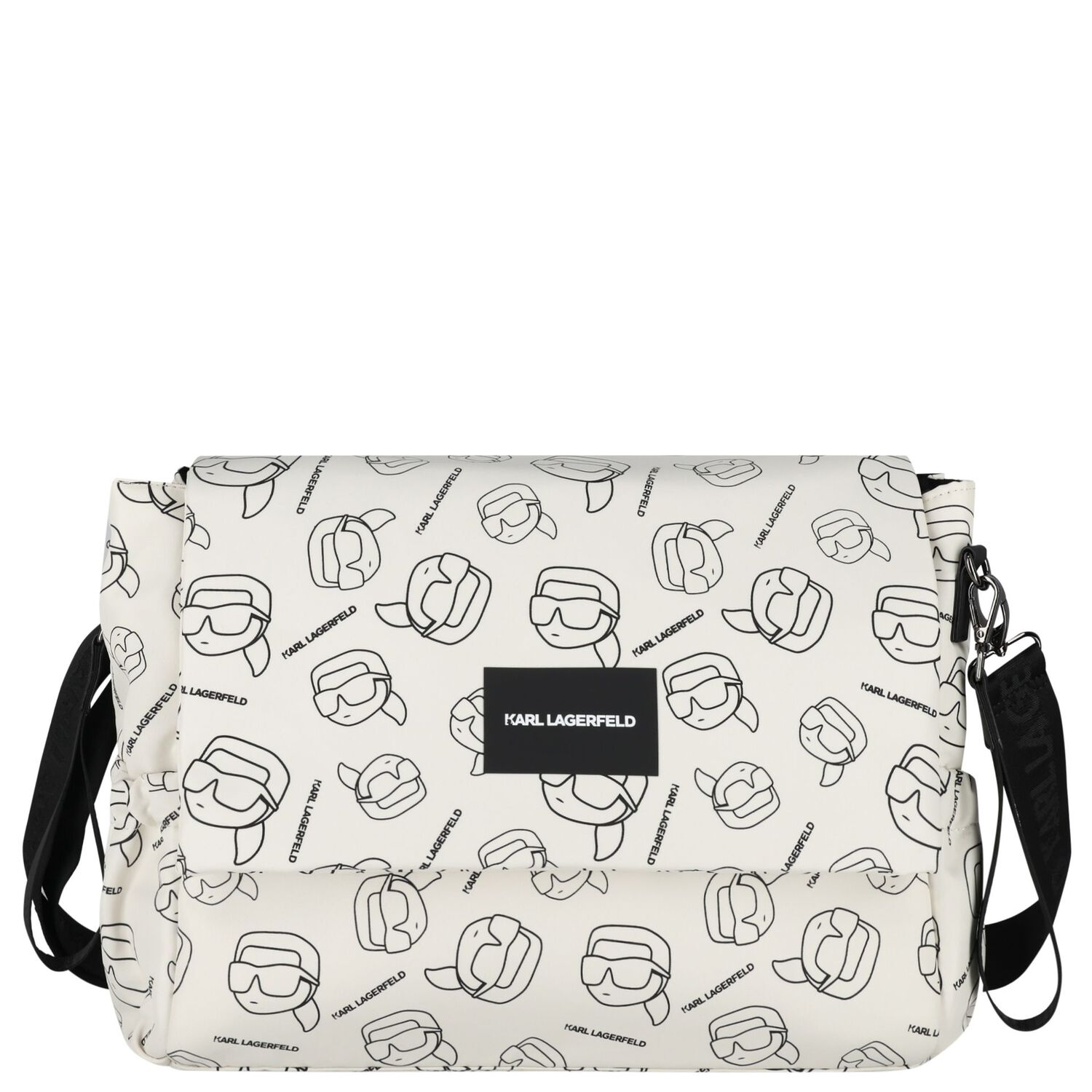 White Ikonik Karl Logo Changing Bag, 1, hi-res