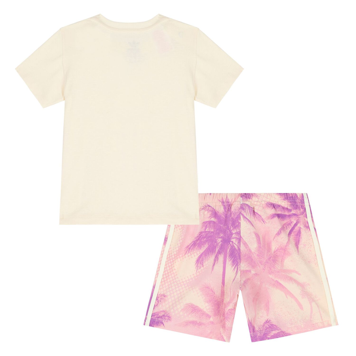 Younger Girls Beige & Pink Logo Shorts Set, 1, hi-res
