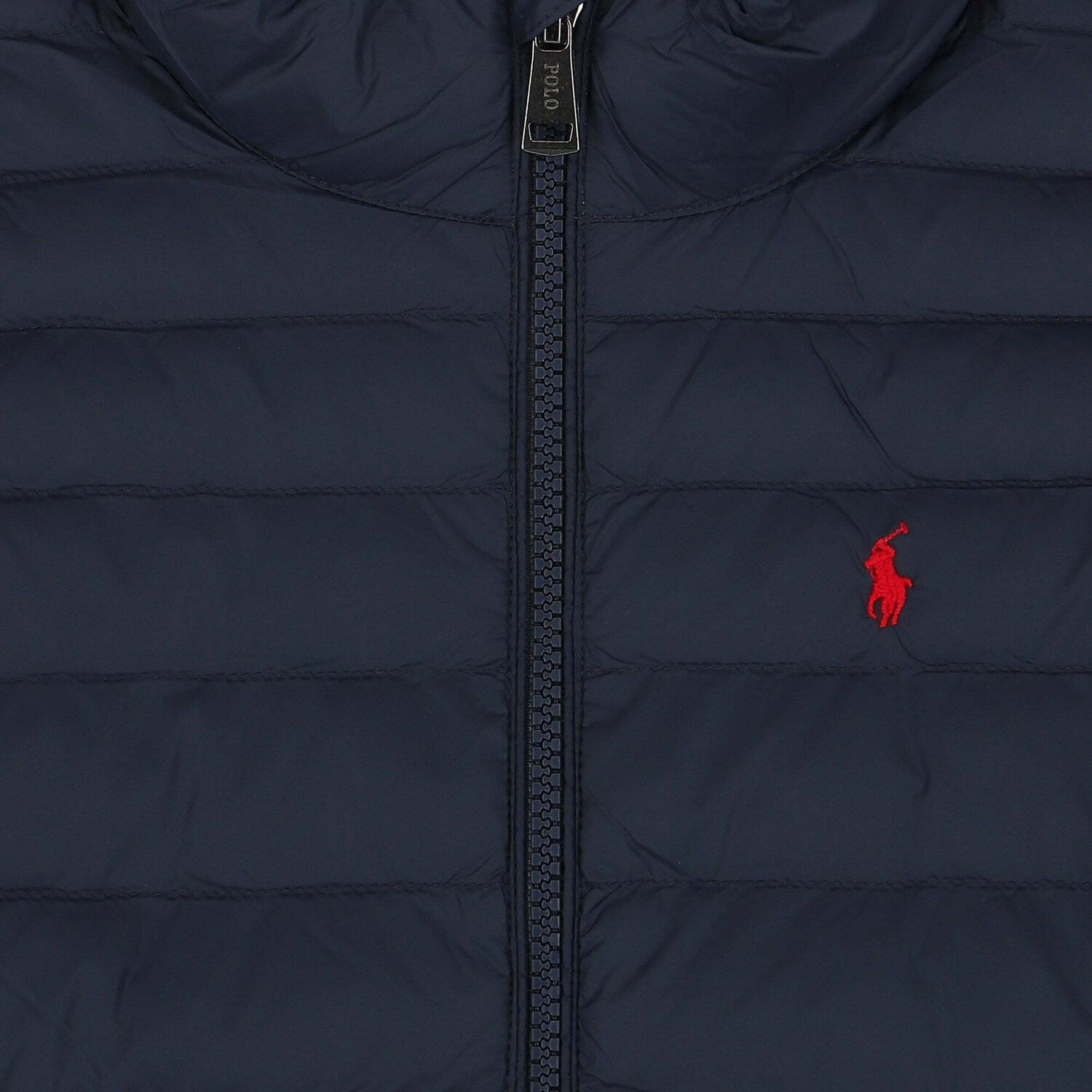 Girls Navy Logo Puffer Jacket, 1, hi-res image number null