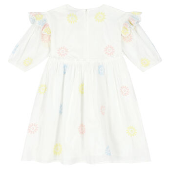 Girls White Embroidered Flower Dress