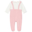 Baby Girls White & Pink Logo Babygrow Set, 1, hi-res