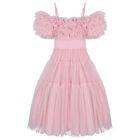 Girls Pink Ruffled Tulle Dress, 1, hi-res