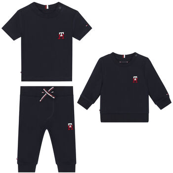 Baby Boys Navy Logo 3-Piece Tracksuit