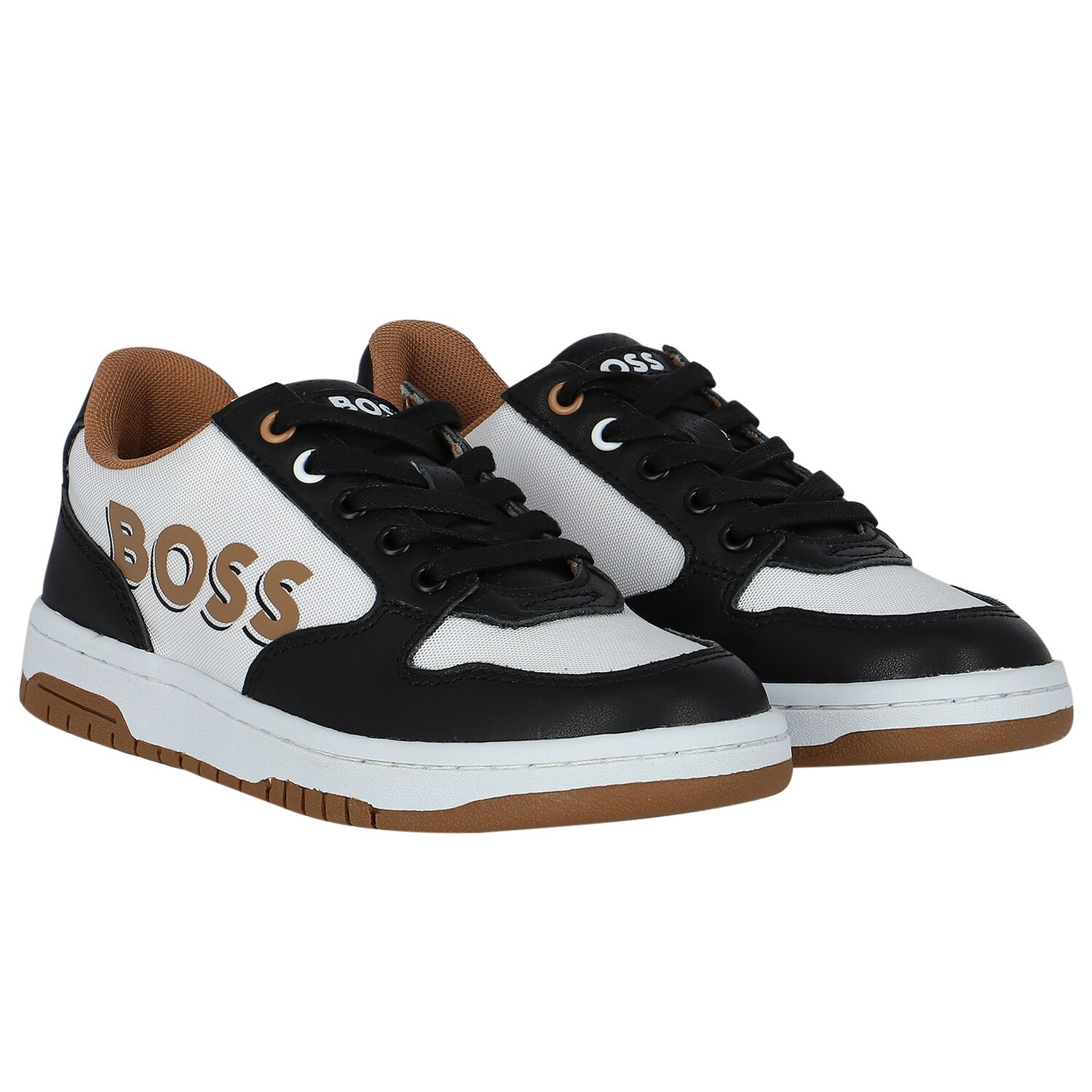Boys Black & White Logo Trainers, 1, hi-res image number null