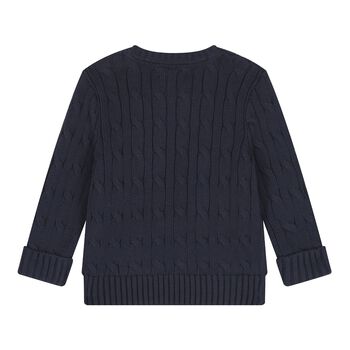 Navy Blue Logo Cable Baby Knit Jumper