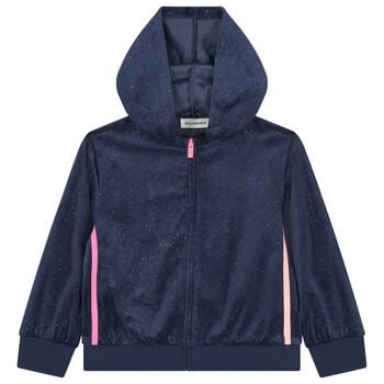 توب هودي  بسحاب باللون الكحلي والوردي للفتيات 