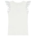 Girls White Logo Ribbed Top, 1, hi-res