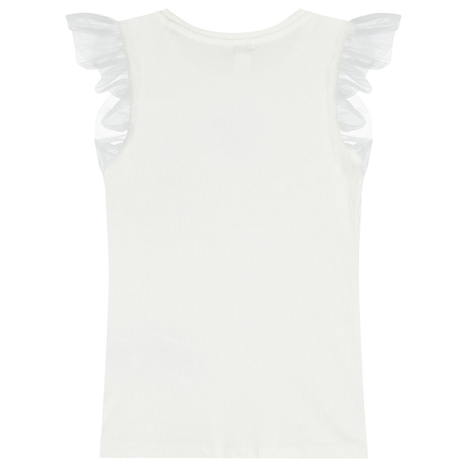 Girls White Logo Ribbed Top, 1, hi-res