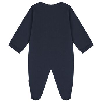 Baby Boys Navy Blue Logo Babygrow