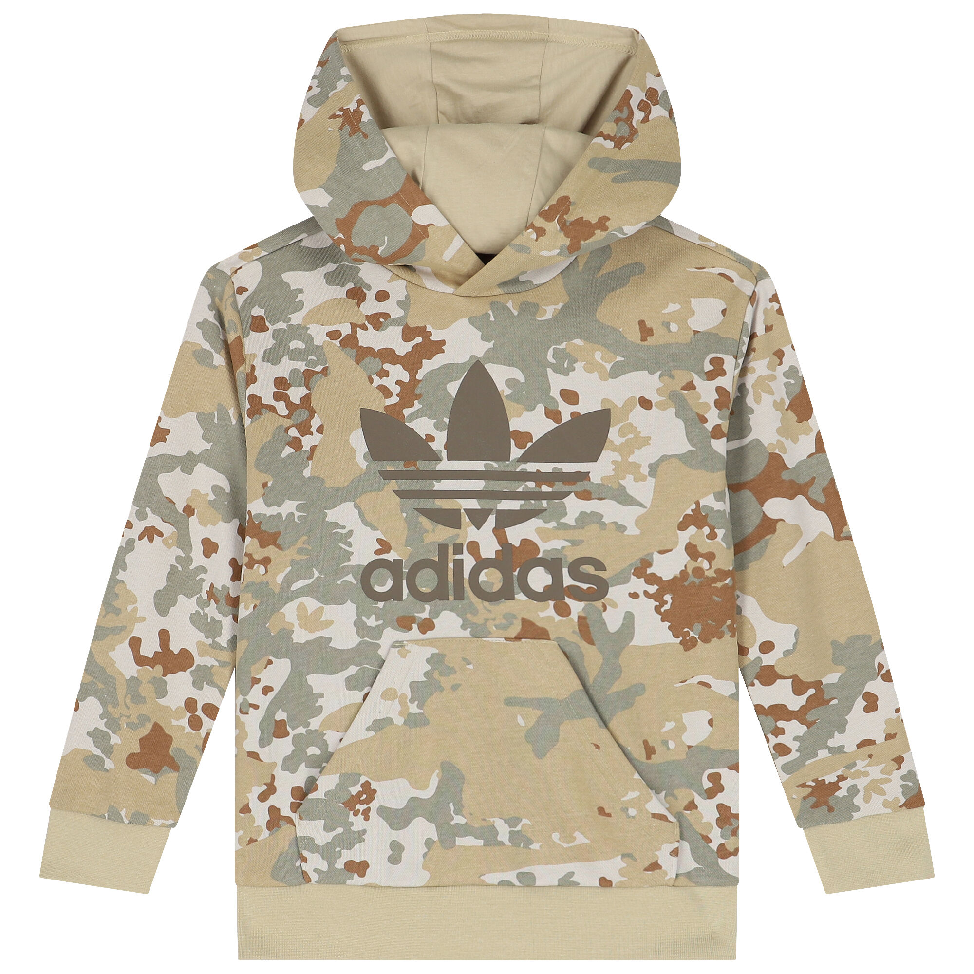 adidas Originals Beige Green Trefoil Logo Camouflage Hooded Top Junior Couture UAE