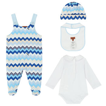 Blue & White Zigzag Bodysuit Set