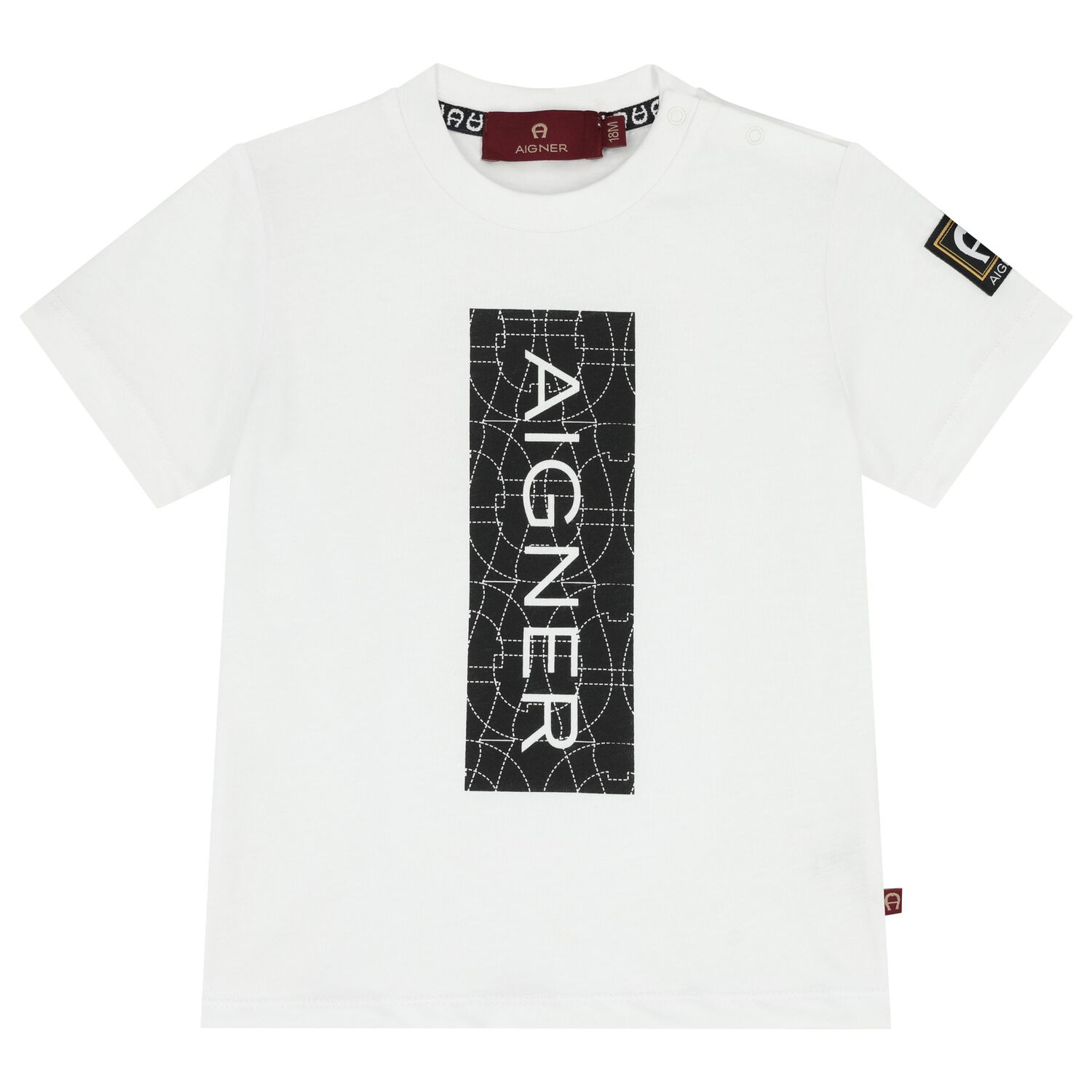 Younger Boys White Logo T-Shirt, 1, hi-res