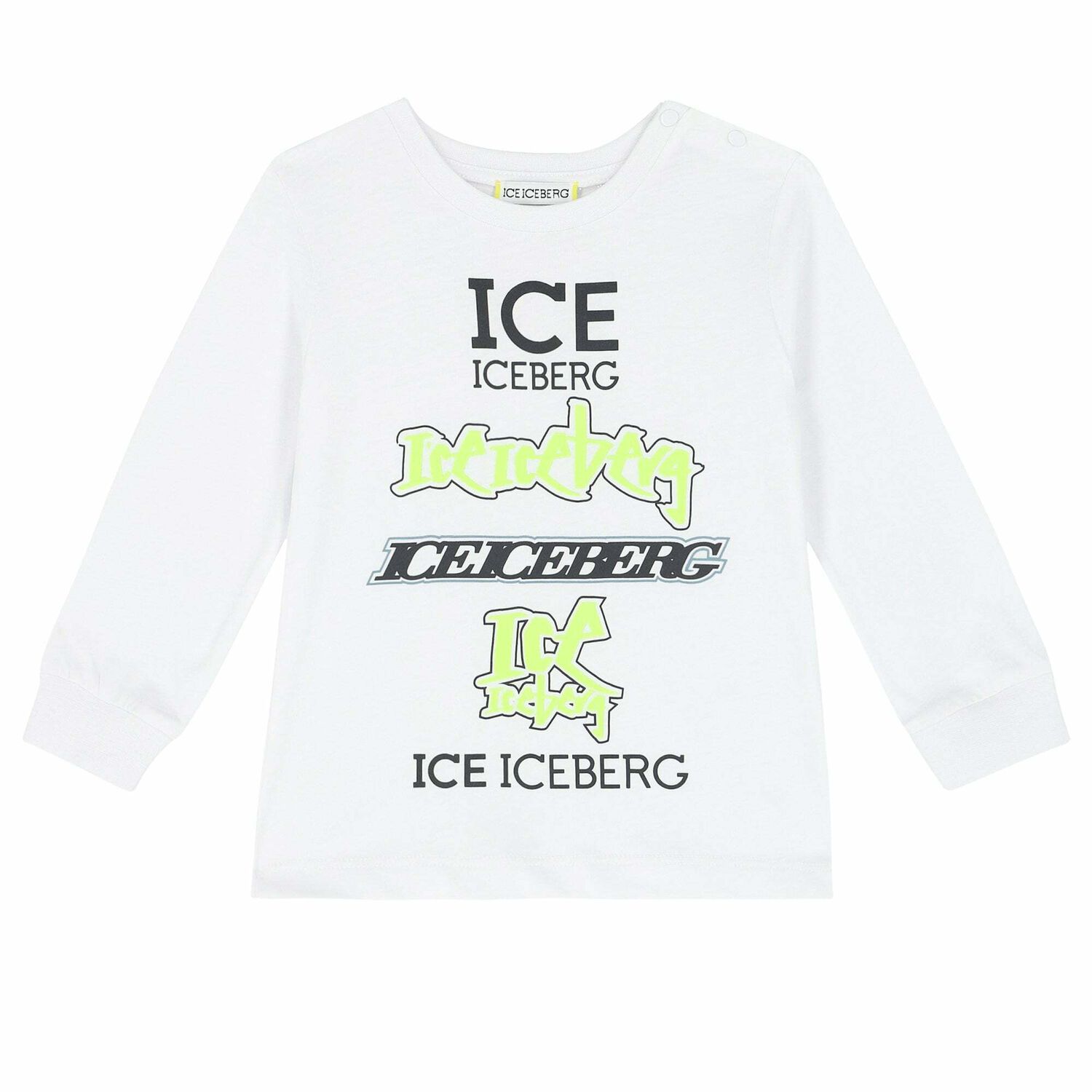 Younger Boys White Logo Top, 1, hi-res