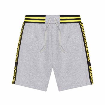 Boys Grey Cotton Jersey Logo Shorts