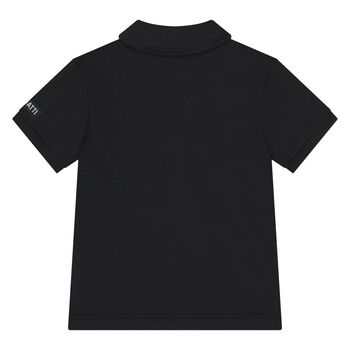 Younger Boys White & Black Logo Polo Shirt