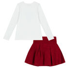 Girls White & Red Teddy Bear Skirt Set, 1, hi-res