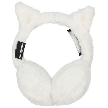 Girls White Faux Fur Earmuffs