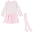 Baby Girls Pink & White Striped Dress Set, 1, hi-res