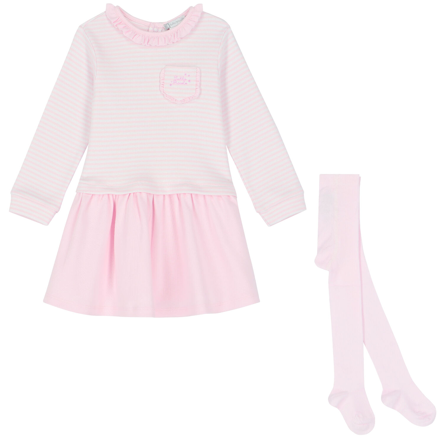 Baby Girls Pink & White Striped Dress Set, 1, hi-res image number null