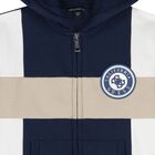 Boys Blue Logo Hooded Zip Up Top, 1, hi-res