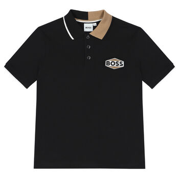 Boys Black Logo Polo Shirt