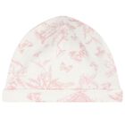Baby Girls Ivory & Pink Toile Du Jouy Hat, 1, hi-res