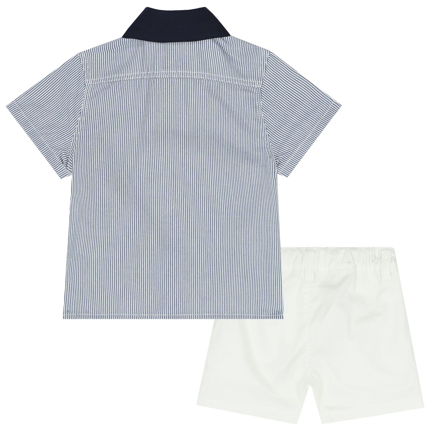 Baby Boys White & Blue Logo Shorts Set, 1, hi-res