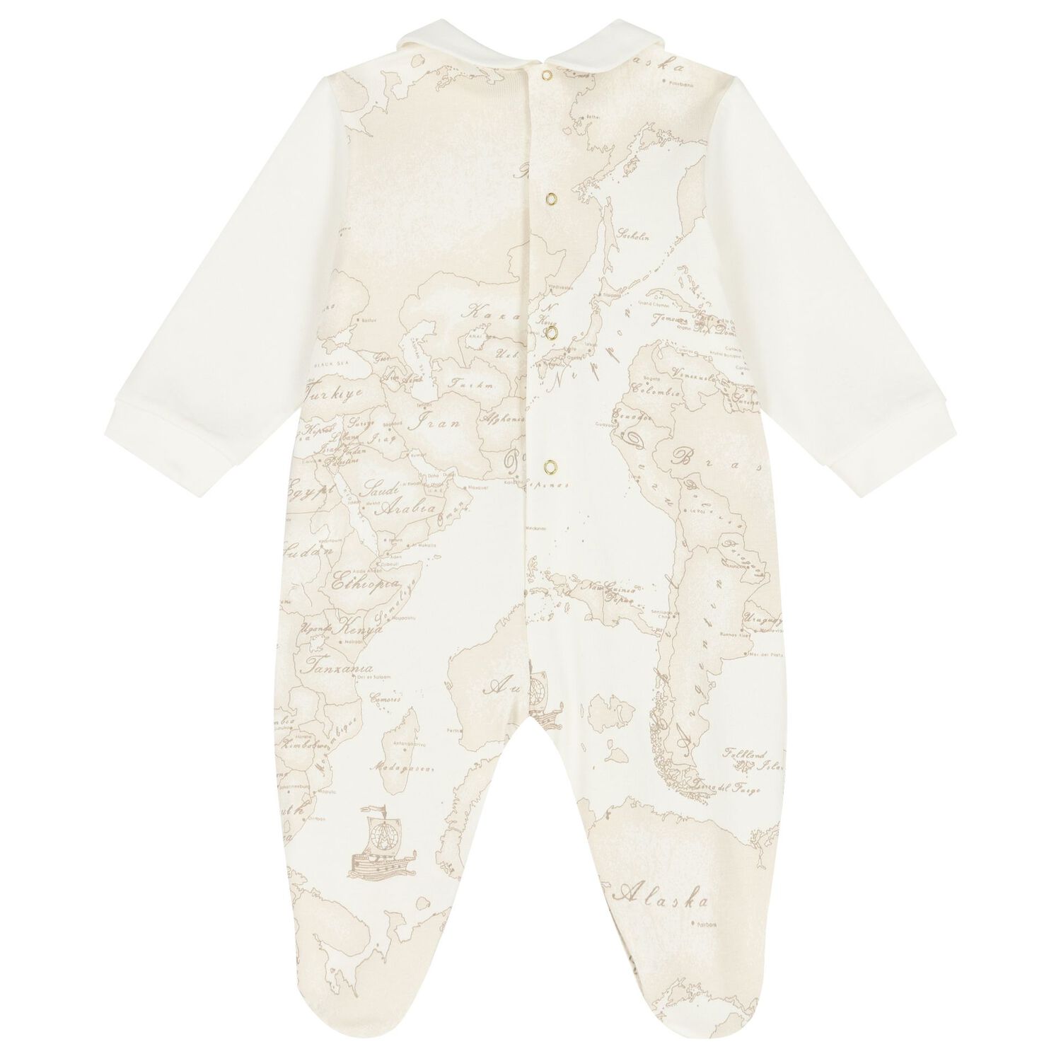 Ivory & Beige Geo Map Babygrow, 1, hi-res image number null
