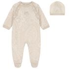 Beige Logo Paisley Knitted Babygrow Gift Set, 1, hi-res
