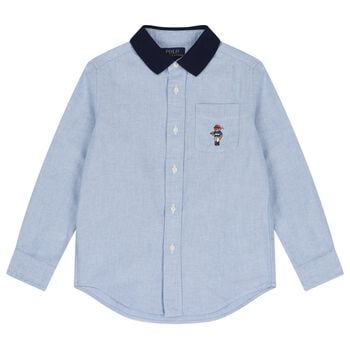 Boys Blue Polo Bear Denim Shirt