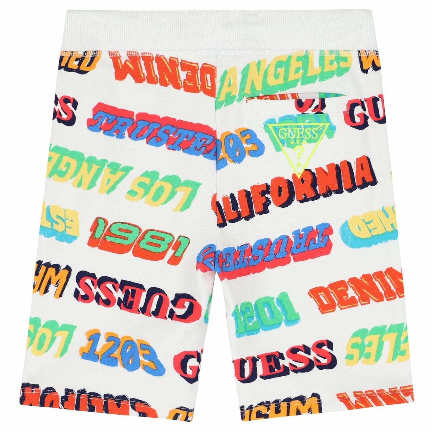 Boys White Logo Shorts, 1, hi-res