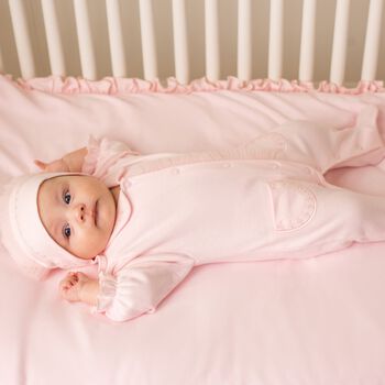 Baby Girls Pink Embroidered Hat