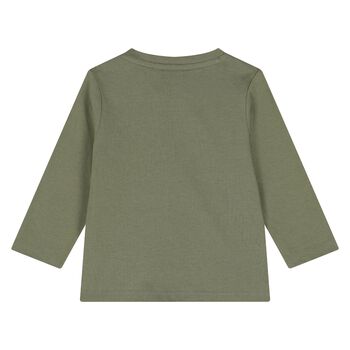 Younger Boys Green Logo Long Sleeve Top