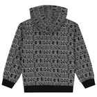 Boys Black Logo Hooded Top, 2, hi-res