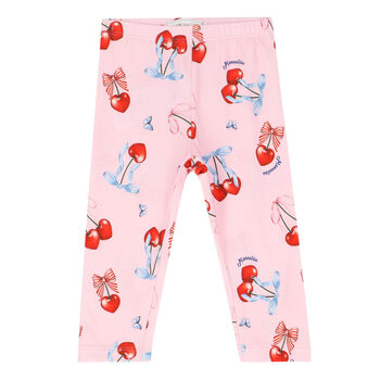 Younger Girls Pink Cherry Leggings