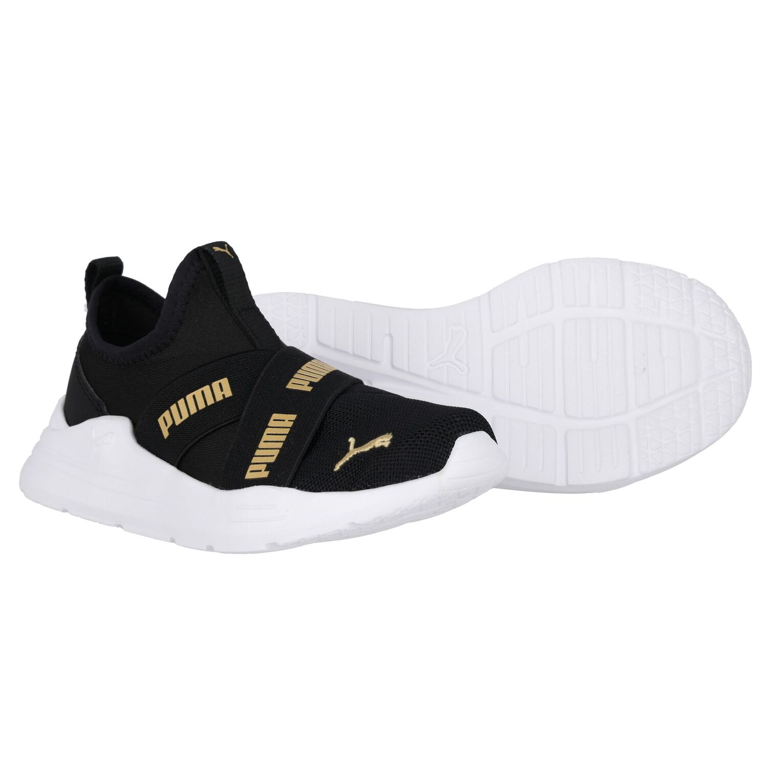 Boys Black Logo Slip On Trainers, 1, hi-res image number null