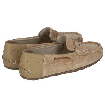 Boys Beige Suede Loafers