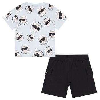 Boys Blue & Black Ikonik Shorts Set