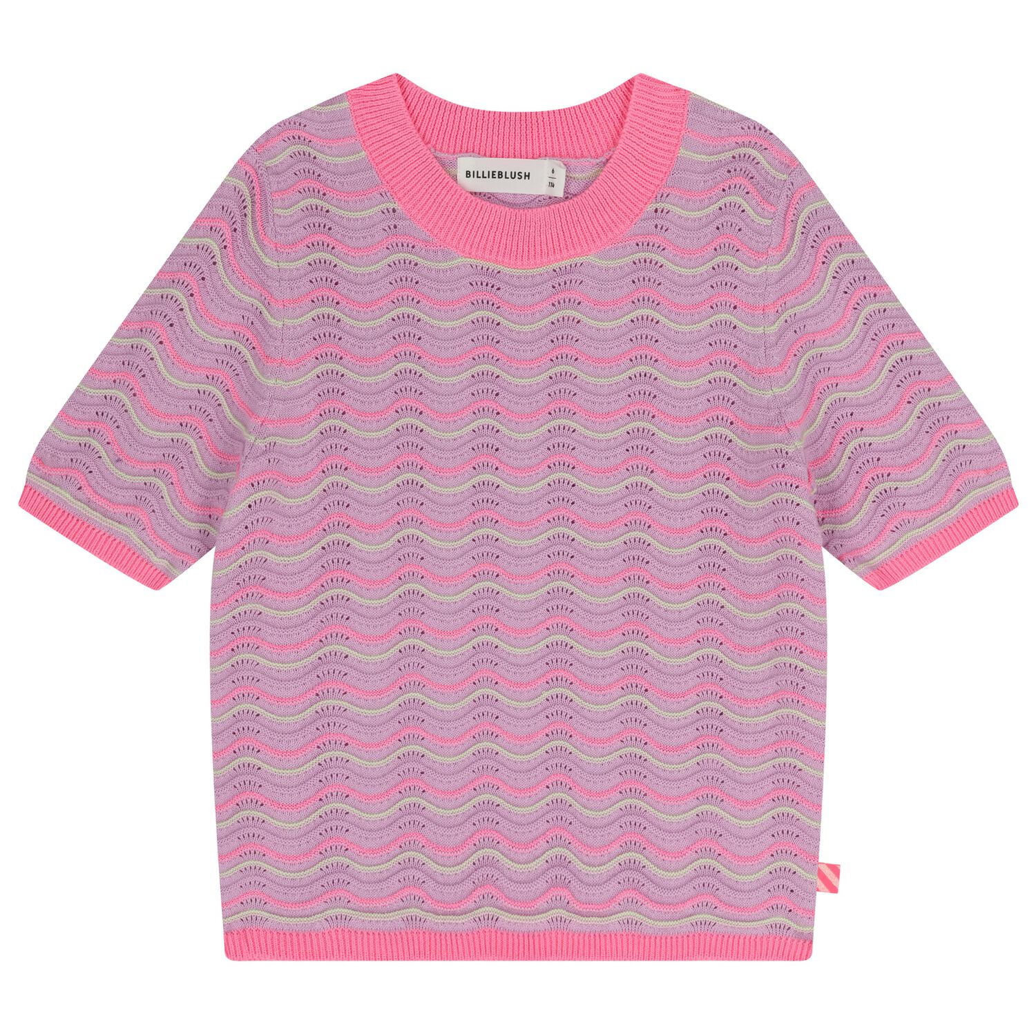 Girls Pink & Purple Crochet Knit Top, 1, hi-res