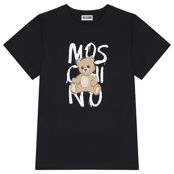 فستان بنات بالشعار بطبعه تيدى بير باللون الاسود 