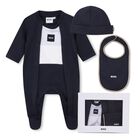 Baby Boys Naby Blue Logo Babygrow Gift Set, 3, hi-res